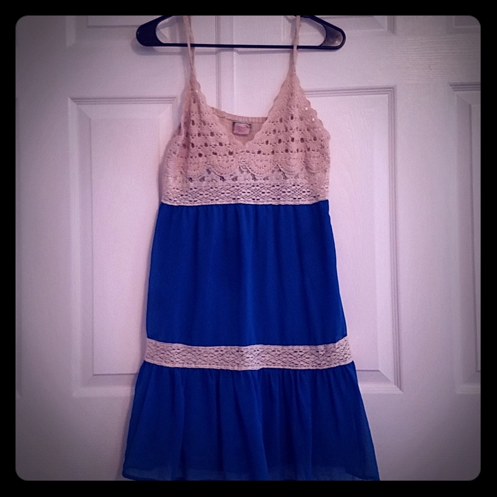 Crochet & Cobalt Blue Sun Dress L